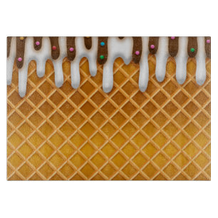 Planche À Découper Ice Cream Drip Gaufle Cone Chocolate And Vanilla