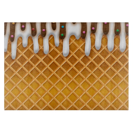 Planche À Découper Ice Cream Drip Gaufle Cone Chocolate And Vanilla (Devant)