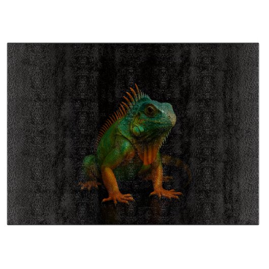 Planche À Découper Iguane vert Black 4 Luxe Glass board (Devant)