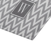 Planche À Découper Ikat Chevron Gris Monogramme Verre (Coin)