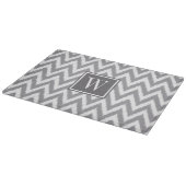 Planche À Découper Ikat Chevron Gris Monogramme Verre (Coin)
