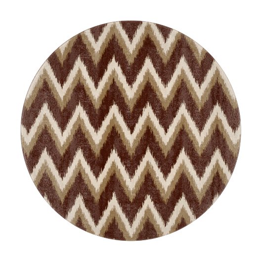 Planche À Découper Ikat Chevron Stripes - Chocolat Brown & Beige (Devant)
