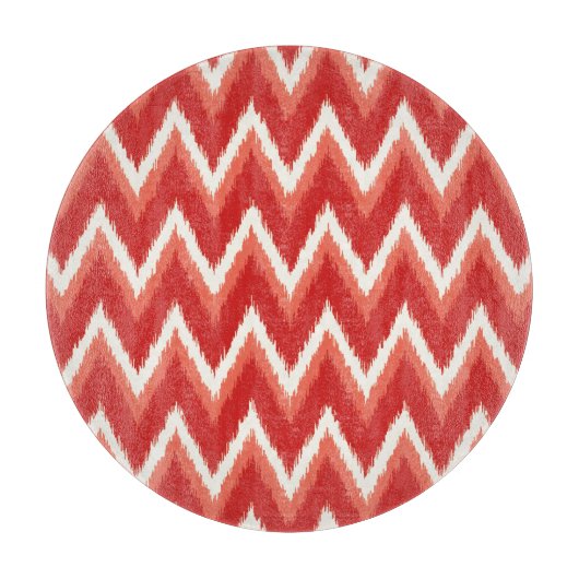 Planche À Découper Ikat Chevron Stripes - Rust Orange et Blanc (Devant)