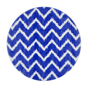 Planche À Découper Ikat Chevrons - Bleu cobalt et blanc