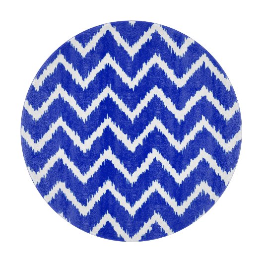 Planche À Découper Ikat Chevrons - Bleu cobalt et blanc (Devant)