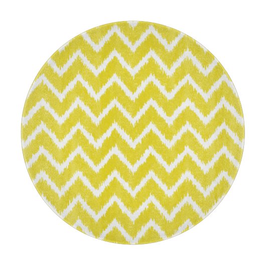 Planche À Découper Ikat Chevrons - moutarde jaune et blanc (Devant)