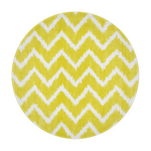 Planche À Découper Ikat Chevrons - moutarde jaune et blanc