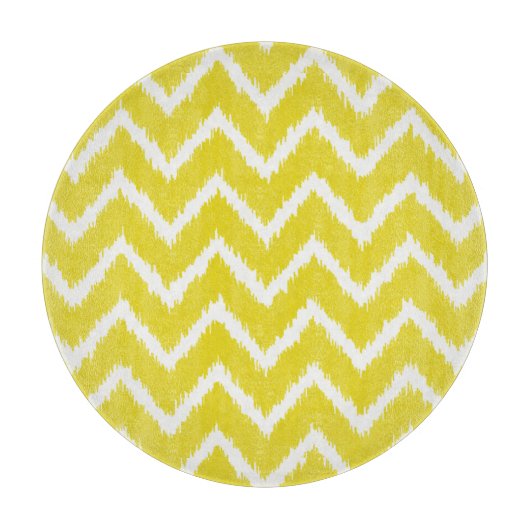 Planche À Découper Ikat Chevrons - moutarde jaune et blanc (Devant)