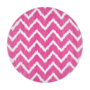 Planche À Découper Ikat Chevrons - Profond fuchsia rose et blanc