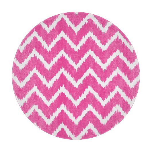 Planche À Découper Ikat Chevrons - Profond fuchsia rose et blanc (Devant)