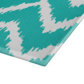 Planche À Découper Ikat Chevrons - Turquoise et blanche (Coin)