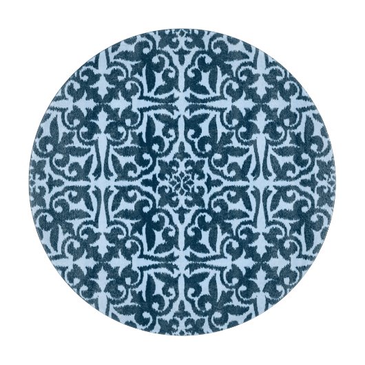 Planche À Découper Ikat damask pattern - Indigo foncé et bleu clair (Devant)