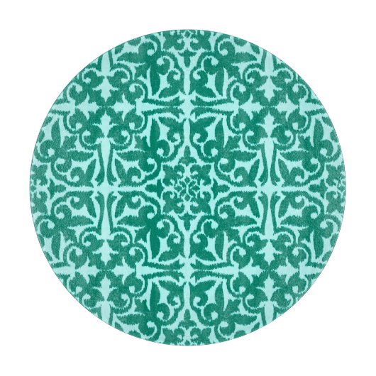 Planche À Découper Ikat damask pattern - Turquoise et Aqua (Devant)