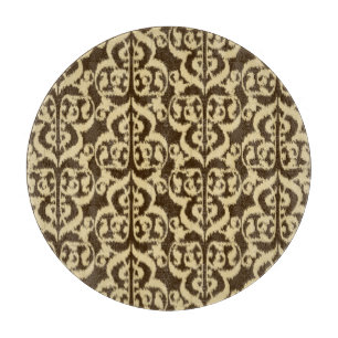 Planche À Découper Ikat Damassé Mauresque - marron chocolat et beige