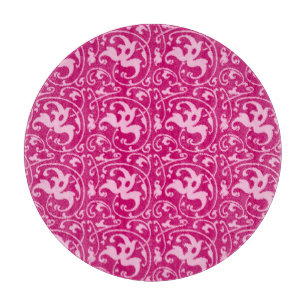Planche À Découper Ikat Floral Damask - Fuchsia et rose pâle