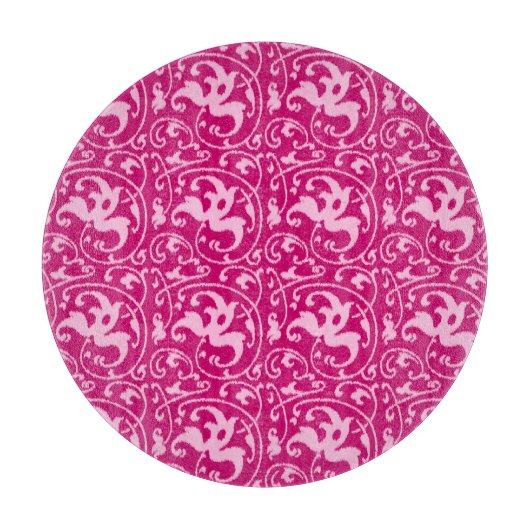 Planche À Découper Ikat Floral Damask - Fuchsia et rose pâle (Devant)