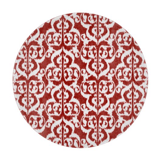 Planche À Découper Ikat Moorish Damask - rouge foncé et blanc (Devant)