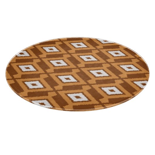 Planche À Découper Ikat Motif - Brown, rouille et crème (Coin)