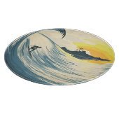 Planche À Découper Île tropicale, vague, coucher de soleil de surfer. (Coin)