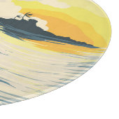Planche À Découper Île tropicale, vague, coucher de soleil de surfer. (Coin)