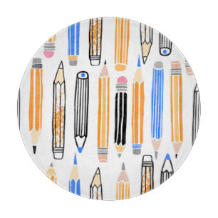Planche À Découper Illustration au crayon de l'école tirée à la main
