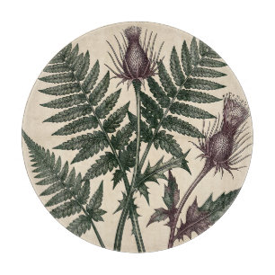 Planche À Découper Illustration botanique vintage de chardon et fougè