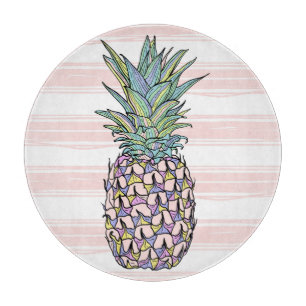 Planche À Découper Illustration colorée d'ananas vintage.