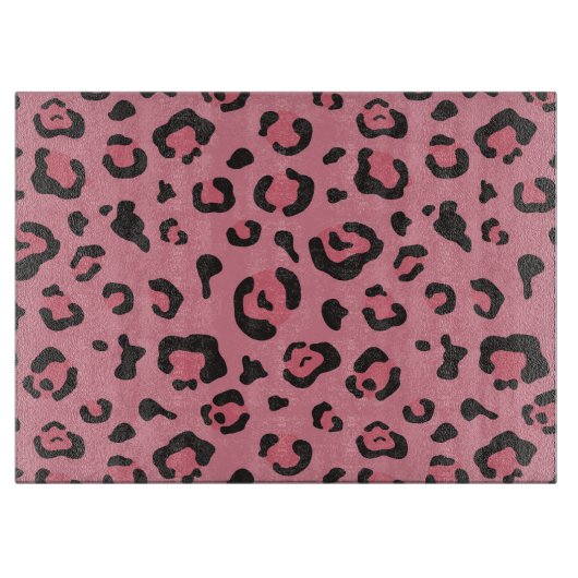 Planche À Découper Illustration d'animal de rose de léopard (Devant)