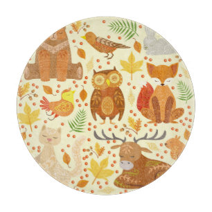 Planche À Découper Illustration d'animaux de forêt ornementaux.