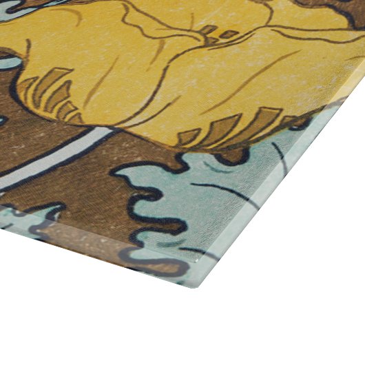 Planche À Découper illustration d'art pavot fleur jaune (Coin)