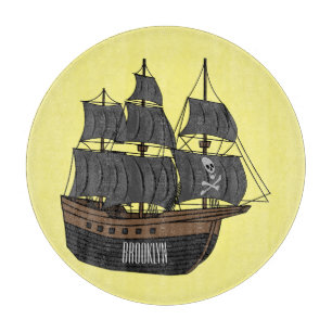 Planche À Découper Illustration de bateau pirate