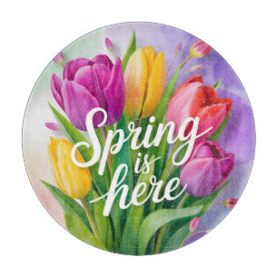 Planche À Découper Illustration de bouquet de tulipes "Le printemps e