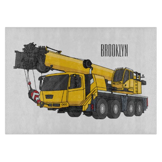 Planche À Découper Illustration de camion de grue (Devant)