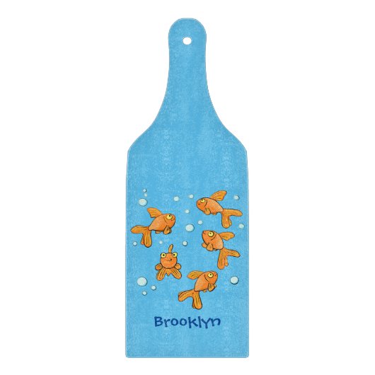 Planche À Découper Illustration de caricature de poisson rouge orange (Devant)