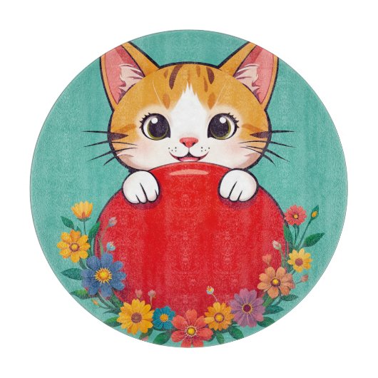 Planche À Découper Illustration de chat mignon (Devant)