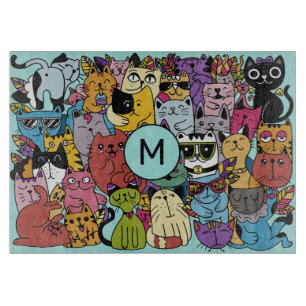 Planche À Découper Illustration de chats amusants Monogrammes personn