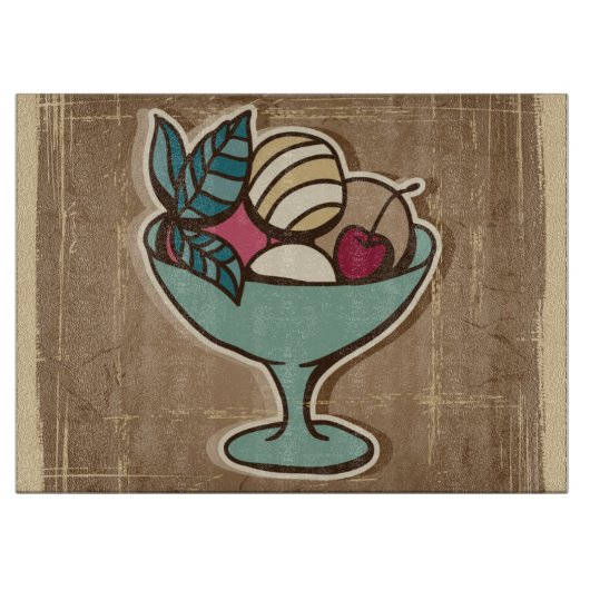 Planche À Découper Illustration de crème glacée dans le rétro style (Devant)