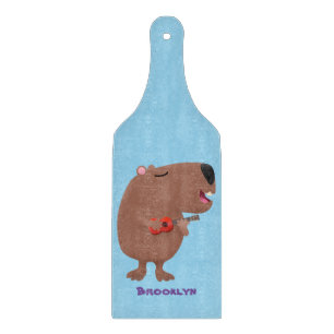 Planche À Découper Illustration de dessin animé de capybara ukulele