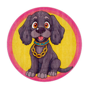 Planche À Découper Illustration de dessin animé de chien heureux