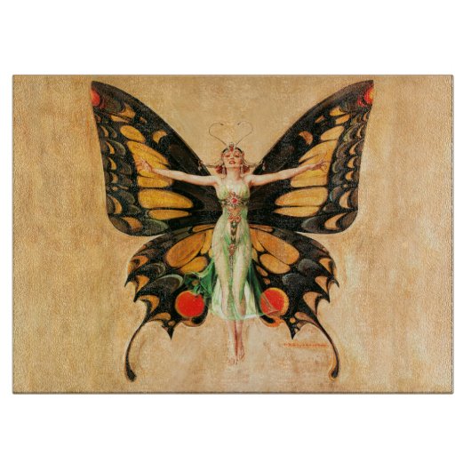 Planche À Découper Illustration de femme volant papillon Flapper (Devant)