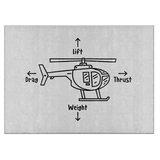 Planche À Découper Illustration de l'hélicoptère quatre forces mignon (Devant)