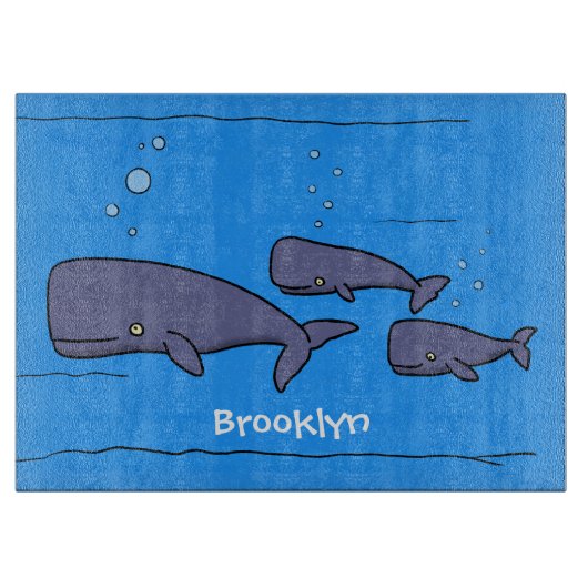 Planche À Découper Illustration de mignonne migratrice de baleines à (Devant)