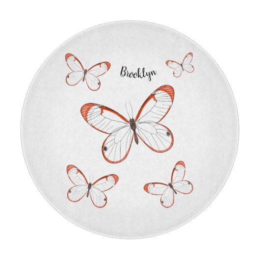 Planche À Découper Illustration de papillon en verre (Devant)