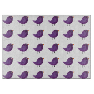 Planche À Découper Illustration de petit oiseau violet mignon
