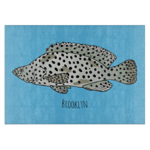 Planche À Découper Illustration de poisson mérou bossu de style carto