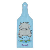 Planche À Découper Illustration de saut en hippo mignon (Devant)