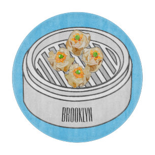 Planche À Découper Illustration de Shumai dim sum
