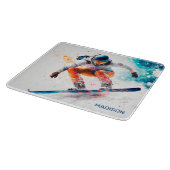 Planche À Découper Illustration de snowboarder de nom personnalisé (Coin)