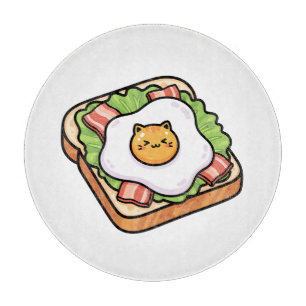 Planche À Découper Illustration de toast avec œuf frit au chat mignon