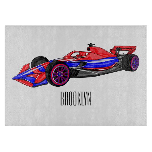 Planche À Découper Illustration de voiture de course professionnelle (Devant)
